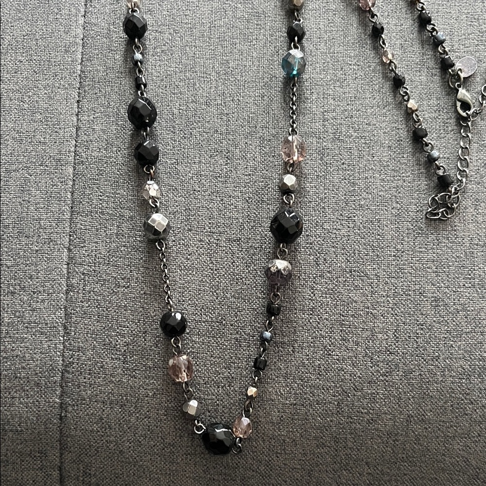 Lia Sophia Black and Silver Beaded Necklace